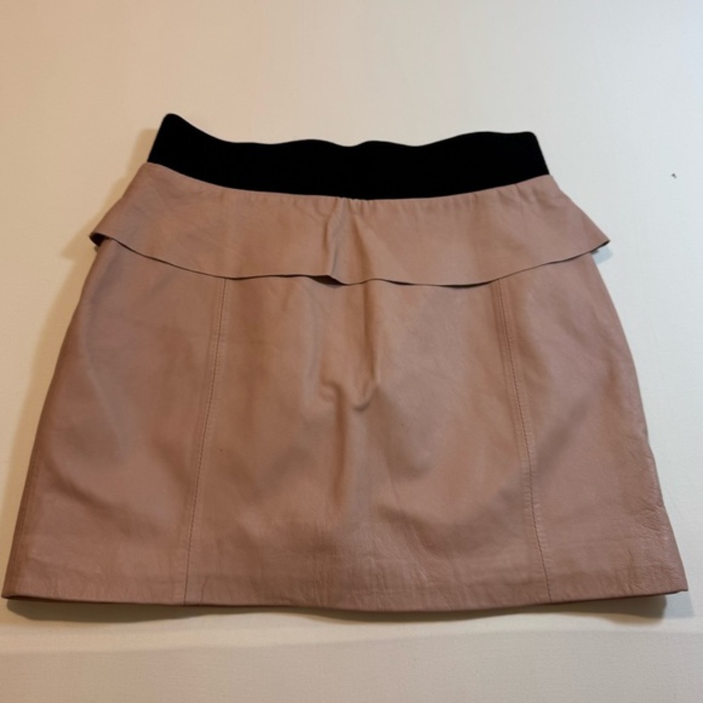 Pastel Pink‎ Faux Leather Ruffle Mini Skirt Size S Barbie Barbiecore